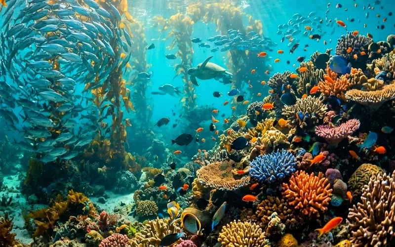 Close-up of heat-resilient micro-fragmented stony corals propagated in an ocean lab